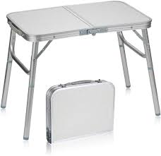 Go for a circular table with two folding sides for an adaptable tabletop. Buy Folding Camping Table Portable Lightweight Aluminum Foldable Picnic Table 2 Adjustable Heights Small Collapsible Dining Table For Indoor Outdoor Camp Beach Party Bbq Online In Indonesia B08rs31kp1
