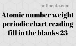 Atomic Number Weight Periodic Chart Reading Fill In The