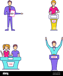 Quiz Show Color Icons Set Game Show Host Winner And Loser Buzzer Systems Quiz Bowl Isolated Vector Illustrations Stock Vector Image Art Alamy