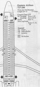 Vintage Airline Seat Map Eastern Airlines Boeing 727 200