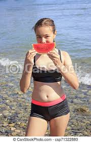 Download and use 4,000+ teen stock photos for free. Young Girl On The Beach Holding A Slice Of Watermelon Teen In Black Swimsuit Is Smiling On The Beach Young Girl On The Canstock