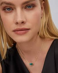Elisa Gold Pendant Necklace in Emerald Cat's Eye