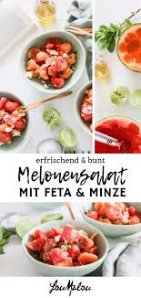 Erfrischender Und Bunter Melonensalat Mit Minze Und Feta Rezept Salat Mit Melone Melonensalat Melonensalat Mit Feta