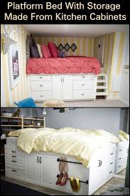 This Platform Bed With Storage Is Made From Kitchen Cabinets Platform Bed With Storage Bed Storage Platform Bed