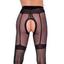 Damen Sex-Strumpfhose ouvert S-XL Eingewebte Strapsen Po offen Dessous  Liesely | eBay