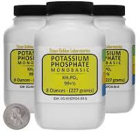 Fosfato de potasio monobásico [KH2PO4] 99+% Cristales finos 1.5 libras en  tres botellas ahorradoras de espacio