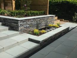 Goscote Design Practice Contemporary Garden Design Slate Drystone Wall Limestone Paving Breed Contemporary Garden Design Contemporary Garden Dry Stone Wall