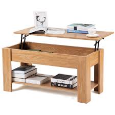 Not available for pickup and same day delivery. Leisure Zone Nature Wood Hydraulic Lifting Coffee Table Oak Tea Table With Storage And Shelf For Living Room Office Study Room Size L 100cm W 45cm H 49 63cm Buy Online In United