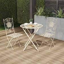 Inovix 3 pieces outdoor metal bistro set foldable table and chairs wrought iron patio furniture, yellow. Fleur De Lis Living Salcedo Round 2 Person 27 5 Long Bistro Set Reviews Wayfair