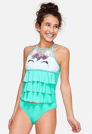 Unicorn High Neck Tiered Tankini Justice Dancingclothing Justice Dancing Clothing Unicorn Swimsuit Cutie Clothes Girls Bathing Suits
