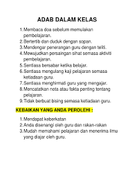 Walaupun belajar secara atas talian, namun itu tidak menjadikan alasan untuk menyertai kelas tersebut dengan lambat. Adab Dalam Kelas