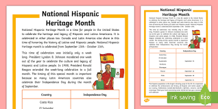 Spark your kid's creativity with these diy projects inspired by artistic traditions across latin america. Fifth Grade National Hispanic Heritage Month Fact File