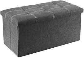 55 modern tufted upholstered gray velvet entryway ottoman bedroom bed bench. Amazon Com Youdenova 30 Inches Storage Ottoman Bench Foldable Footrest Shoe Bench With 80l Storage Space End Of Bed Storage Seat Support 350lbs Linen Fabric Grey Kitchen Dining