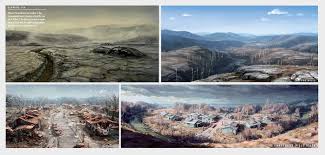 Replaces vanilla load screens and main menu with selections from fallout 4 and new vegas' concept art, screens from dlc intros and outros, and artwork from the community, complete with screen border and overlay. Fallout 4 Landscapes By Ilya Nazarov Imaginaryfallout