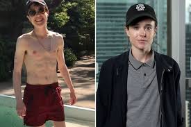Elliot page celebrates his 'first swim trunks' in shirtless poolside photo & flaunts washboard abs. 8l4ighh1stprcm