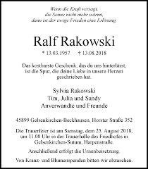Check spelling or type a new query. Traueranzeigen Von Ralf Rakowski Trauer Lokalkompass De