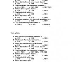 If you can answer 50 percent of these science trivia questions correctly, you may be a genius. History Quiz Past Simple