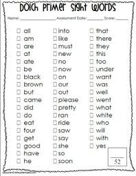 Freebie Dolch Sight Word Lists And Sentence Assessment Sheets Dolch Sight Words Dolch Sight Word List Dolch Words