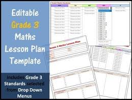 Editable Grade 3 Maths Lesson Plan With Standards On Drop Down Menus Math Lesson Plans Math Lesson Plans Template Math Lessons