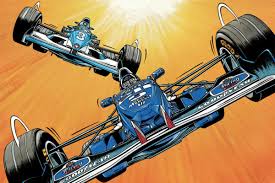 Sebastian vettel (r) und lewis hamilton. Comic Michel Vaillant Fahrerlager Autobuch Guru