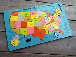 Vintage 1970s 1960s Playskool Educational Toy United States Wood Map Puzzle Made In The Usa Childhood Toys Childhood Memories Map Puzzle