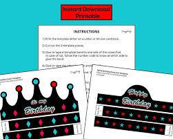 Tiktok Birthday Party Crown Hat Tik Tok Crown And Hat Etsy In 2020 Crown Hat Template Printable Initial Bangle