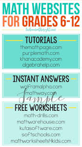 Sample Math Websites For Grades 6 12 Math Websites Middle School Math High School Math