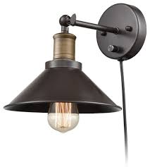 Industrial Oil Rubbed Bronze Finish 1 Light Wall Sconce Plug In Industrial Wall Sconces By Claxy