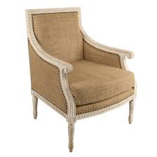 Bella Chateau Isabelle French Carved Burlap White Wash Armchair Upholstered Chairs Relaxing Chair Furniture