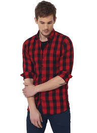 Nike, clarks, barbour, anne klein, michael kors Red Black Checks Casual Shirt By Green Hill The Secret Label