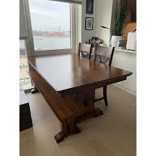 Menu collections / dining room. World Market Solid Wood Dining Table W 1 Bench 2 Chairs Aptdeco