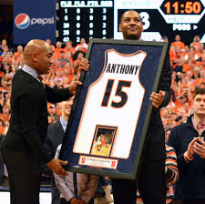 Syracuse had never won a men's basketball national championship when carmelo anthony arrived on campus in the fall of 2002, and few expected that to change anytime soon. Congratulations To Carmelo Anthony Whose No 15 Syracuse Jersey Was Retired During Halftime Of Its Game Agains Framed Jersey Carmelo Anthony College Basketball