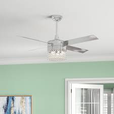 6 light crystal indoor ceiling fan. House Of Hampton 52 Marchant 4 Blade Led Crystal Ceiling Fan With Remote Control And Light Kit Included Reviews Wayfair