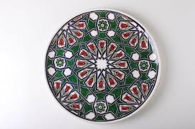 Gulin Akgun Tahmaz Cini 40 Cm Tabak Laleli Zencerek Desenli Tabak Seramik Renkler