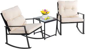 Not without a good reason, rattan outdoor furniture is the hottest trend for a few years. Buy Walsunny 3 Pieces Patio Set Outdoor Wicker Patio Furniture Sets Modern Rocking Bistro Set Rattan Chair Conversation Sets With Coffee Table Beige Online In Qatar B07srsvz8k