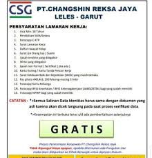 In 2012 it began operating in cikampek, karawang and in 2015 established pt. Lowongan Kerja Pt Changshin Reksa Jaya Leles Garut