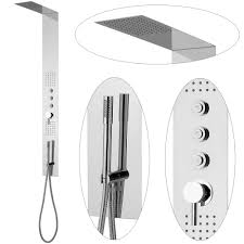Duschpaneel Gebürstet Thermostat Duschpaneel Duschsäule Massage Regendusche Edelstahl Sanlingo