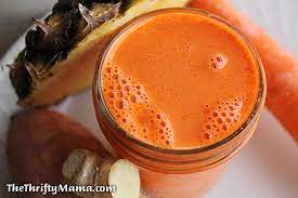 Ginger Sweet Potato Juice Recipe Natural Thrifty Recipe Sweet Potato Juice Juicing Recipes Pineapple Recipes