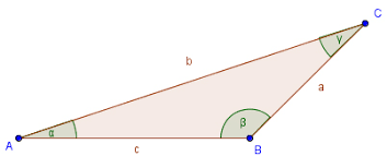Stumpfwinkliges dreieck — ein stumpfwinkliges dreieck ein dreieck — mit seinen ecken, seiten und winkeln sowie umkreis, inkreis und teil eines ankreises in der üblichen form beschriftet. Stumpfwinkeliges Dreieck