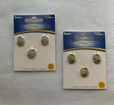 Oval Rhinestone Connectors by Darice Gold Silver 13mm X 16mm 3 Pieces READY  TO SHIP