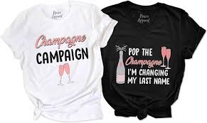 Amazon.com: NACRE APPAREL Pop The Champagne I'am Changing My Last Name  Shirts Wine Bachelorette Party Tees : Clothing, Shoes & Jewelry