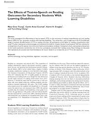 But in 2011, the respected endocrine society issued a report urging a much, much higher minimum blood level of vitamin d. Pdf The Effects Of Text To Speech On Reading Outcomes For Secondary Students With Learning Disabilities