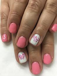 Looking for new nail designs for short nails? Pink And Dotted Heart Valentine Gel Nails Gel Nail Designs Valentines Nails Hair And Nails