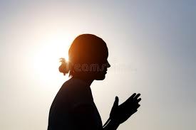 Gratitude old lady praying at dinner table daily bread woman religious wall picture 16x20 art print. Silhouette Of Praying Woman Over Sunrise Stock Image Image Of Outdoors Meditation 141943503