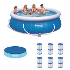 Bestway 12ft X 36in Inflatable Pool W Debris Cover Type V K Filter Cartridges Inflatable Pool Pool In Ground Pools