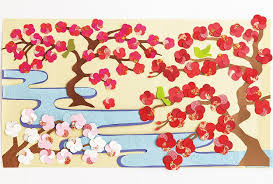 早春の梅 高齢者介護をサポートするレクリエーション情報誌 レクリエ 梅 折り紙 秋のクラフト 梅の花 折り紙