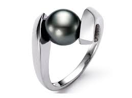 Fine natural black pearl & diamond yellow gold jewelry ring 10.5mm.25ct 14kt. Mastoloni 14k White Gold 8 9mm Black Round Tahitian Pearl Ring