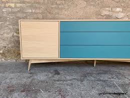 Enfilade Buffet Long Bleu Canard Compose De 3 Tiroirs Enfilade Tiroir Bleu Canard