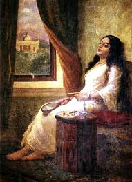 Mural portrait painting woman sad. Raja Ravi Varma An Exquisite Indian Oil Painter Desiblitz