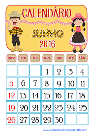 Calendario Mes De Junho De 2016 Calendario 2016 Junho Site Educacional Educacao Infantil Educacao